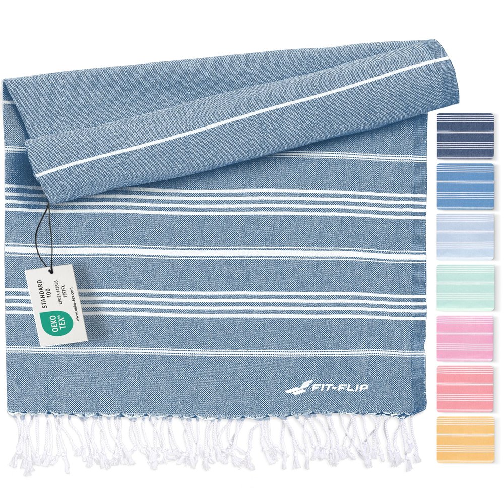 Fit-Flip 100% Cotton Turkish Towel, Absorbent and Quick-Drying