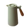 1-Liter Insulated Bottle with Wooden Handle, Green Insulated Carafe for Home view 1