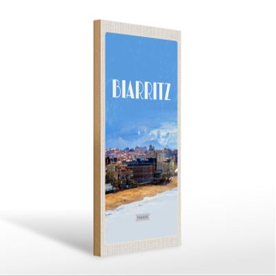 FEMER Wooden Travel Sign 20 x 30 cm Biaritz France Vacation Destination