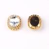 Oval Glass Crystals with Rhinestone Chain in Gold-Tone Metal Claw Settings view 1