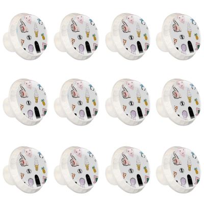 12 White Round Pine Summer Anime Cabinet Knobs