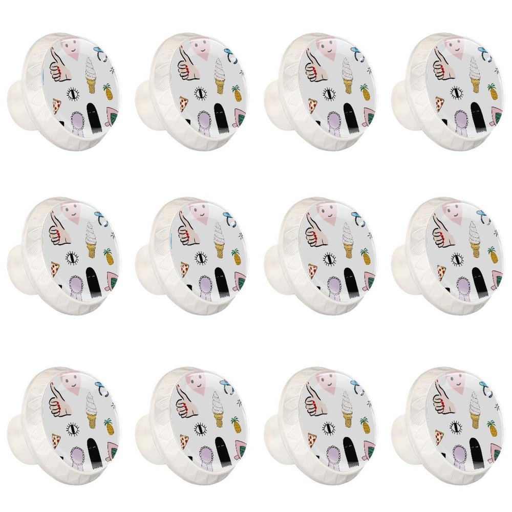 12 White Round Pine Summer Anime Cabinet Knobs