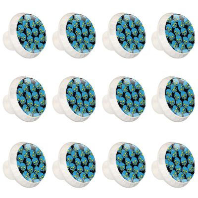 12 White Round Skull Cabinet Knobs