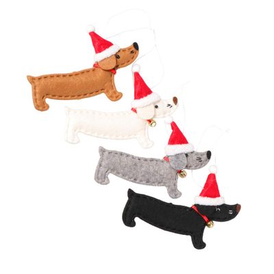 Artibetter 12-Piece Felt Dachshund Christmas Ornament Set