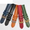AEMALL Classic General-Purpose Solid-Color Woven Strap, Fashion Brand Genuine Leather Band, 18/20/21/22 mm, Red-Silver, 22 mm view 3