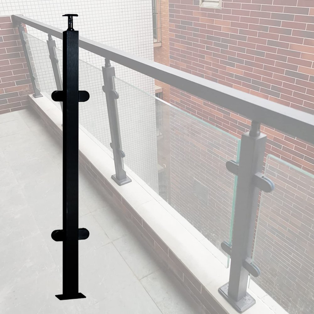 Black Stainless Steel Glass Railing Post for Outdoor Decks