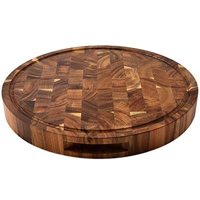 Wresetly Round Wooden Cutting Board, Thick Butcher Block