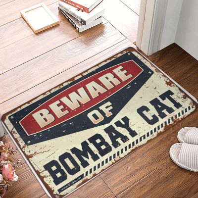 Funny Doormat for Entryway, Beware of Bombay Cat, 40 x 60 cm