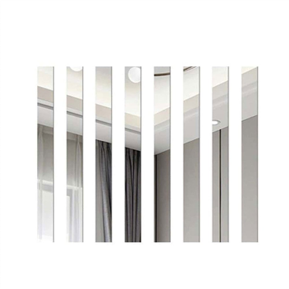 8-Piece Acrylic Mirror Wall Stickers, 26 x 5 cm, Removable Self-Adhesive Tile Décor