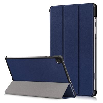 XFDSFDL Case for Samsung Galaxy Tab S6 Lite P613/P619 2022 (10.4-inch), Ultra-Thin PU Leather Flip Cover with Cass Pattern, Tri-Fold Stand, Auto Wake/Sleep, Dark Blue