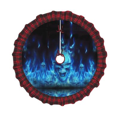 Blue Skull Christmas Tree Skirt for Christmas, Holiday and Party Decor, 30–48 in