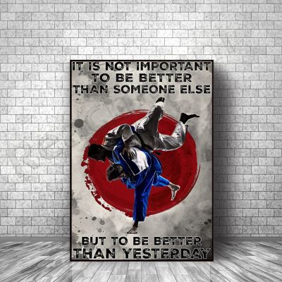 TANYANG Vintage Judo Lover Canvas Print, Stronger Than Yesterday, 16 x 20 in, Unframed