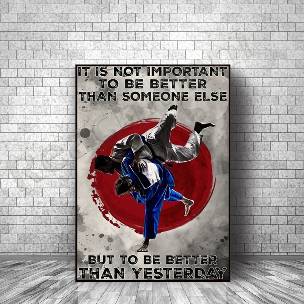 TANYANG Vintage Judo Lover Canvas Print, Stronger Than Yesterday, 16 x 20 in, Unframed