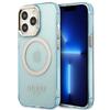 Guess Gold Outline Translucent MagSafe Case for iPhone 13 Pro / iPhone 13 6.1", Blue view 1