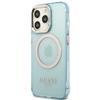 Guess Gold Outline Translucent MagSafe Case for iPhone 13 Pro / iPhone 13 6.1", Blue view 2