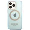 Guess Gold Outline Translucent MagSafe Case for iPhone 13 Pro / iPhone 13 6.1", Blue view 3