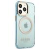 Guess Gold Outline Translucent MagSafe Case for iPhone 13 Pro / iPhone 13 6.1", Blue view 4