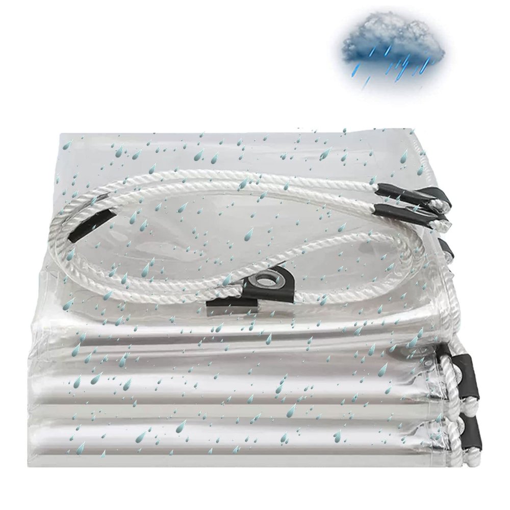 HUHJYUGE Transparent PVC Tarp with Eyelets, 1.2 x 2 m