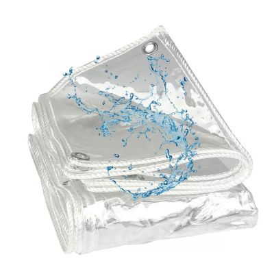 HUHJYUGE Transparent PVC Tarp 2 x 2 m with Grommets, Waterproof Outdoor Cover