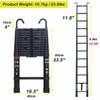 12.5 ft Telescoping Ladder, 3.8 m, with Removable Hooks, 150 kg Capacity, Black view 2