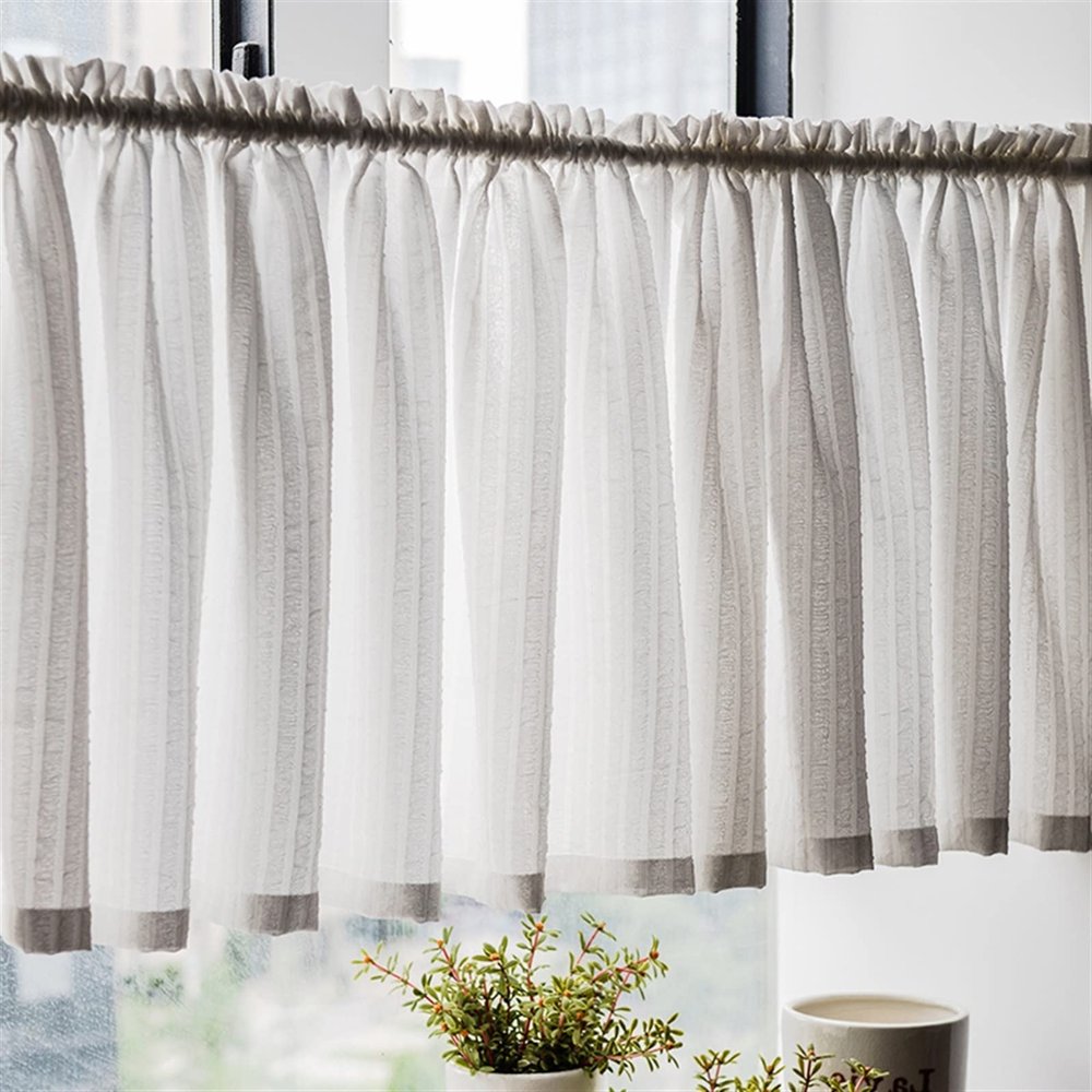 YUZES Bistro Café Curtain, Short Kitchen Window Valance, Country Style