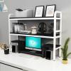 GUODDM Desktop Shelf with 2 Adjustable Compartments - Multifunctional Wrought-Iron Bookshelf view 1