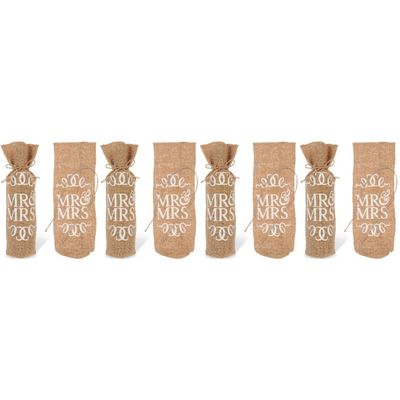Alipis 8-Piece Retro Burlap Wine Bottle Bags for Weddings and Parties