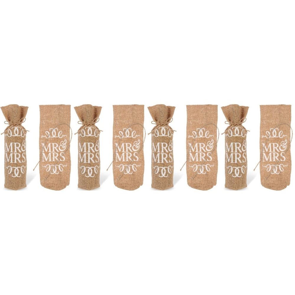 Alipis 8-Piece Retro Burlap Wine Bottle Bags for Weddings and Parties
