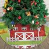 Cartoon Red Farmhouse Christmas Tree Skirt view 3