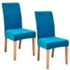 GUYIRT Velvet Dining Chair Covers, Stretch Slipcovers, Blue, 2-Pack view 1
