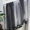 Black and White Striped Sheer Café Curtain with Tassels, 55 x 27.5 in view 2