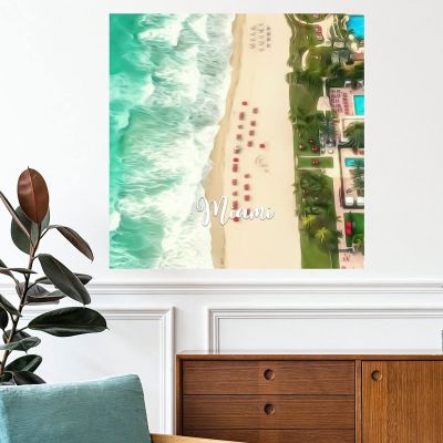 Miami Beach Downtown Cityscape Wall Decal, Florida USA, Removable Vinyl Wall Art, 40.6 cm
