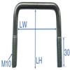 2x Galvanized U-Bolts (M10 x LW82 x LH70 mm) view 2