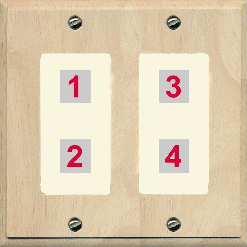 RiteAV Custom Wall Plate with 4 Ports (2-Gang, Wood/Light Almond)