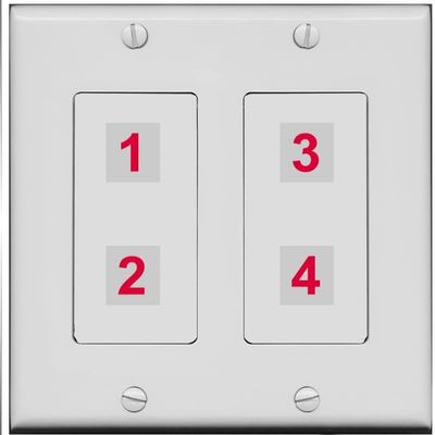 RiteAV - Custom Wall Plate with 4 Connections (2-Gang, Gray/Gray)