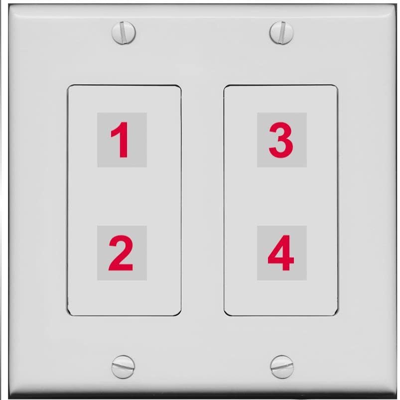 RiteAV - Custom Wall Plate with 4 Connections (2-Gang, Gray/Gray)