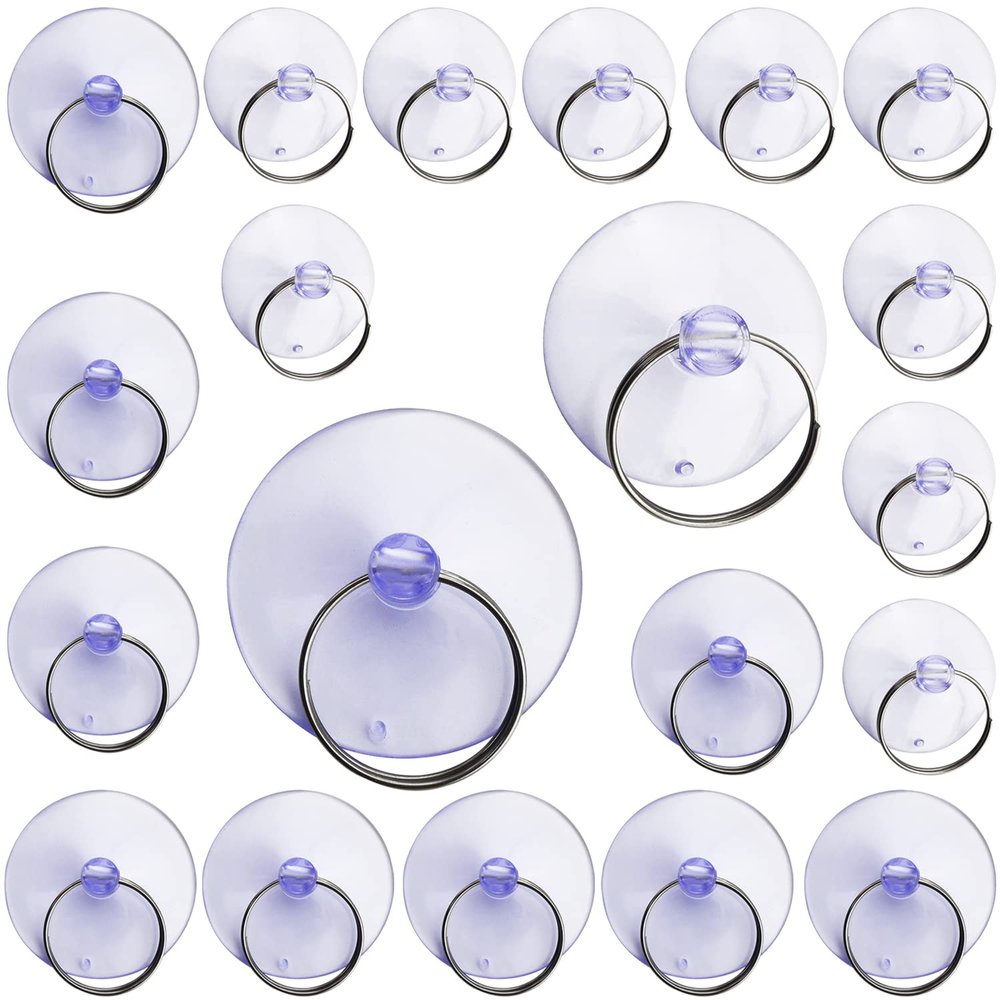 JianLing 20 Transparent PVC Suction Cups with Rings, 35 mm and 40 mm