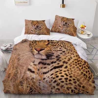 AASIRA Leopard Kids' Duvet Cover Set, 135 x 200 cm, Microfiber, 2 Pillowcases