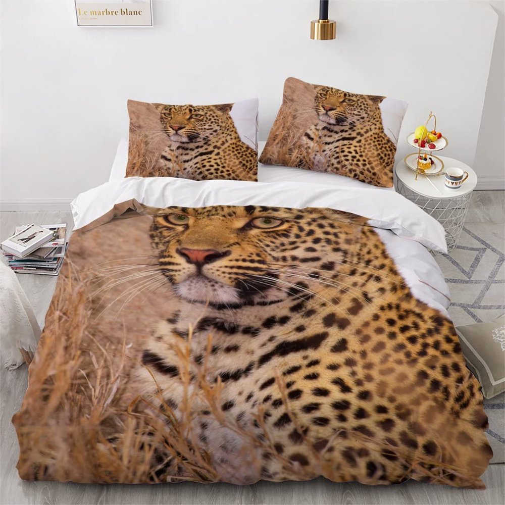 AASIRA Leopard Kids' Duvet Cover Set, 135 x 200 cm, Microfiber, 2 Pillowcases