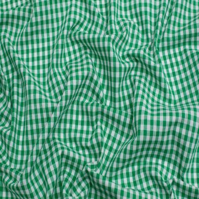Gingham Cotton Dress Fabric, Emerald, Sold by the Meter