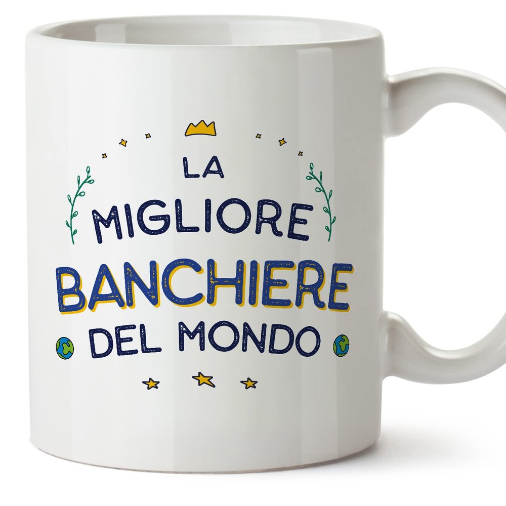Mugffins Mug with Saying for a Female Banker – Italian “Miglior del Mondo” – 11 oz / 330 ml