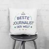 Mugffins Filled Pillow with Saying for a Journalist, “Best in the World,” 40 x 40 cm, Original Funny Employee Gift view 2