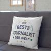 Mugffins Filled Pillow with Saying for a Journalist, “Best in the World,” 40 x 40 cm, Original Funny Employee Gift view 4