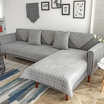 JORTUIO Velvet L-Shaped Sectional Sofa Cover, 90 x 210 cm, 1 Piece, Color B