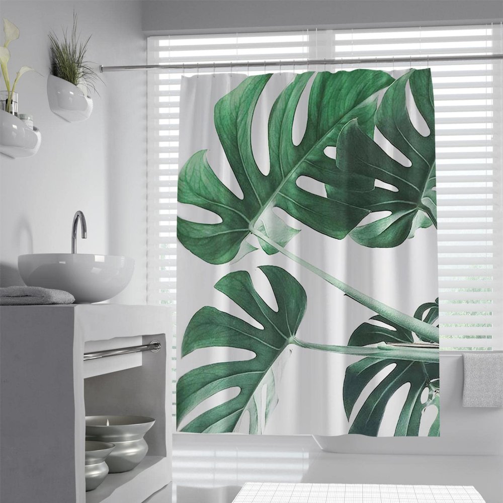 Wewoo Home Tropical Palm Leaves Shower Curtain, Waterproof Polyester, 180 x 200 cm, with Hooks