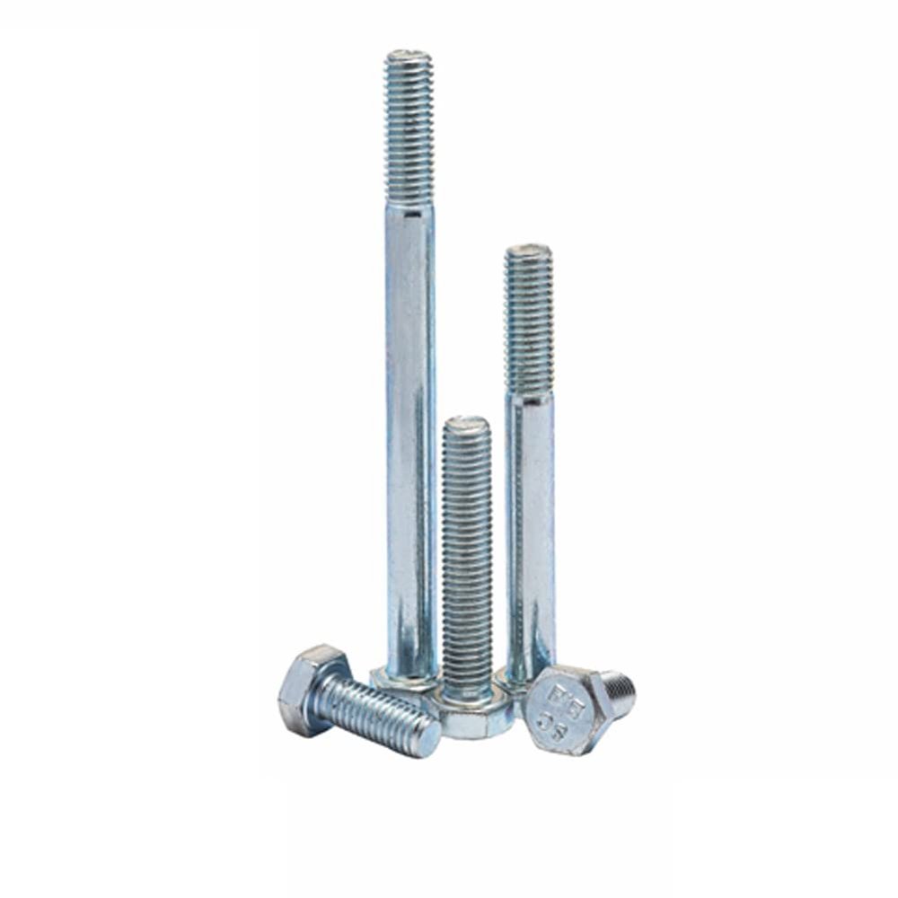20 Fully Threaded Carbon Steel White Zinc-Plated Hex Bolts, M12 x 20 mm