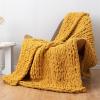 PRELGOSP Chunky Hand-Knitted Chenille Throw Blanket, Navy Blue, 100 x 120 cm view 2