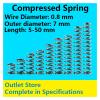 ZSBLXHHJD Replacement Compression Spring, 0.8 mm Wire, 7 mm Outer Diameter, 45 mm, 10-Pack view 2
