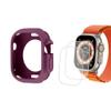 QINOUK Protective Case for Apple Watch Ultra 49 mm, Soft TPU Case with 2 Tempered Glass Screen Protectors, Ultra Dark Purple view 1