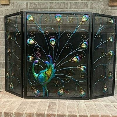 FLBT 3-Piece Vintage Metal Fireplace Screen